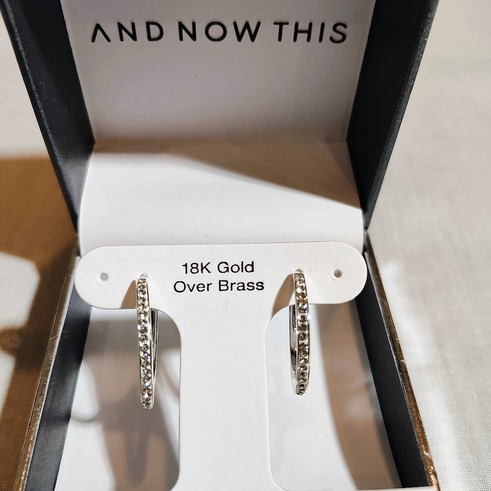 NWT And Now This Hoop Earrings 18K Gold Over‎ Brass